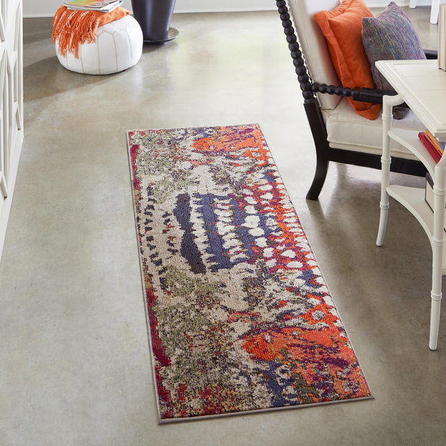Multicolor 2' x 8' Haerfest Runner Area Rug Abstract Super Colorful Modern Vivid Carpet for Unique Interior Design Room Decorating for Sale at Rug Engine