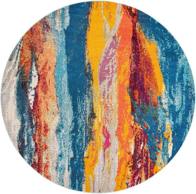 Multicolor 7' 10 x 7' 10 Haerfest Round Area Rug Abstract Super Colorful Modern Vivid Carpet for Unique Interior Design Room Decorating for Sale at Rug Engine