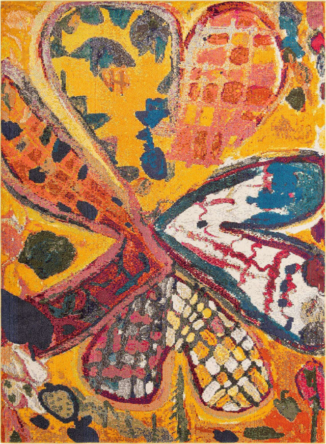 Yellow 9' x 12' Haerfest Rectangle Area Rug Abstract Super Colorful Modern Vivid Carpet for Unique Interior Design Room Decorating for Sale at Rug Engine