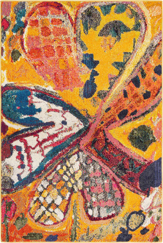 Yellow 4' x 6' Haerfest Rectangle Area Rug Abstract Super Colorful Modern Vivid Carpet for Unique Interior Design Room Decorating for Sale at Rug Engine