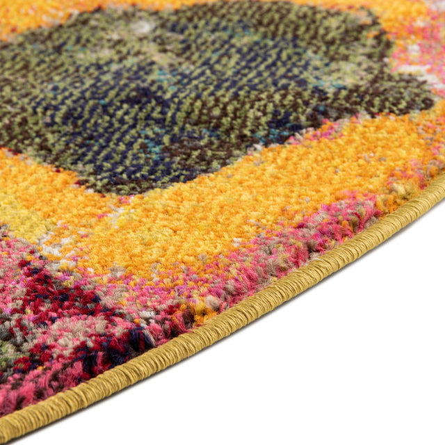 Yellow 7' 10 x 7' 10 Haerfest Round Area Rug Abstract Super Colorful Modern Vivid Carpet for Unique Interior Design Room Decorating for Sale at Rug Engine