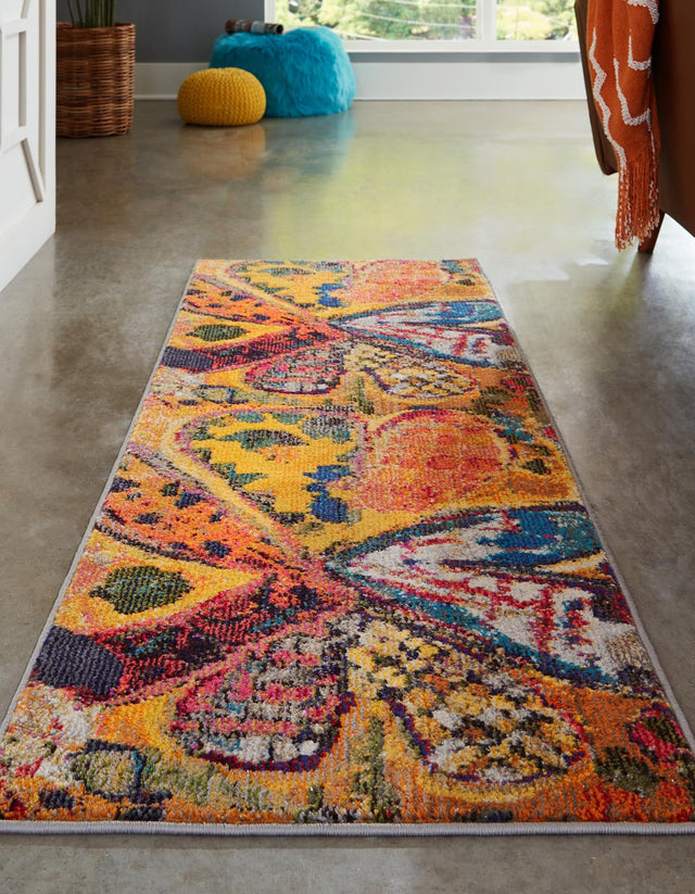 Yellow 2' x 4' Haerfest Runner Area Rug Abstract Super Colorful Modern Vivid Carpet for Unique Interior Design Room Decorating for Sale at Rug Engine