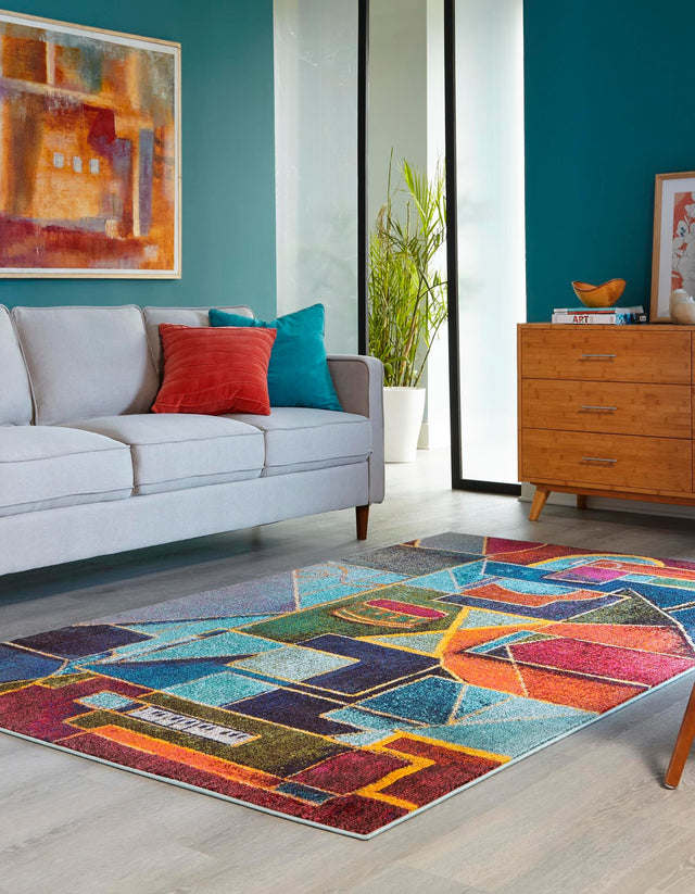 Multicolor 5' 3 x 8' Haerfest Rectangle Area Rug Abstract Super Colorful Modern Vivid Carpet for Unique Interior Design Room Decorating for Sale at Rug Engine