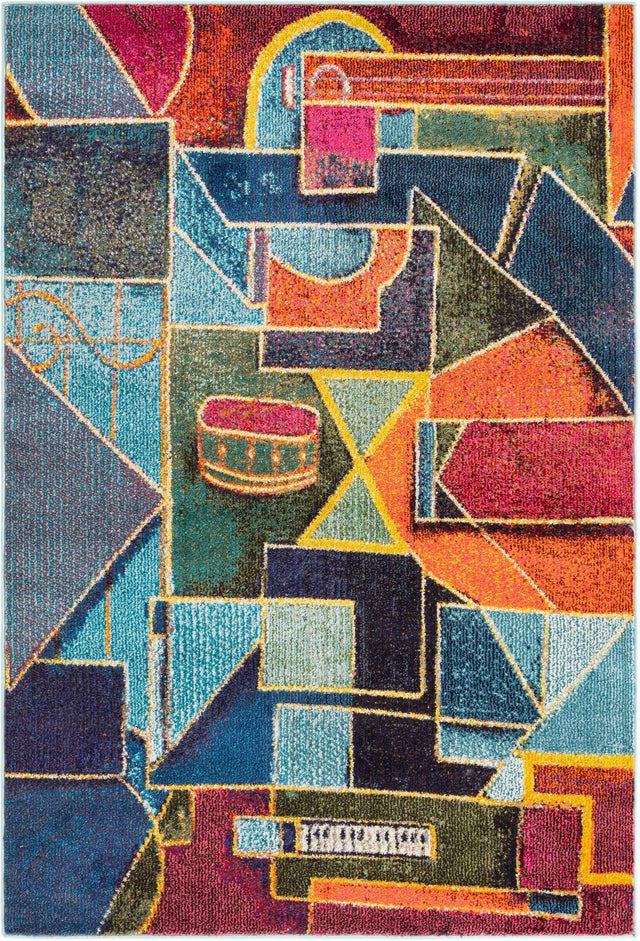 Multicolor 4' x 6' Haerfest Rectangle Area Rug Abstract Super Colorful Modern Vivid Carpet for Unique Interior Design Room Decorating for Sale at Rug Engine