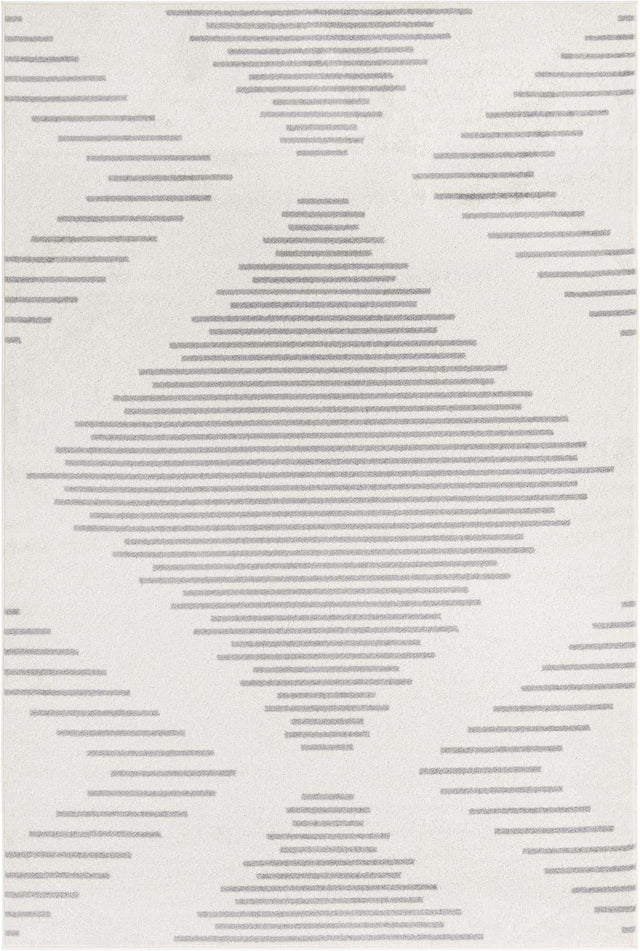 Ivory and Gray 6' 1 x 9' Kai Rectangle Area Rug Easy Clean 100% Polypropylene With Cotton Backing Modern Geometric Carpet for Living, Dining, Office, Bedroom for Sale at Rug Engine