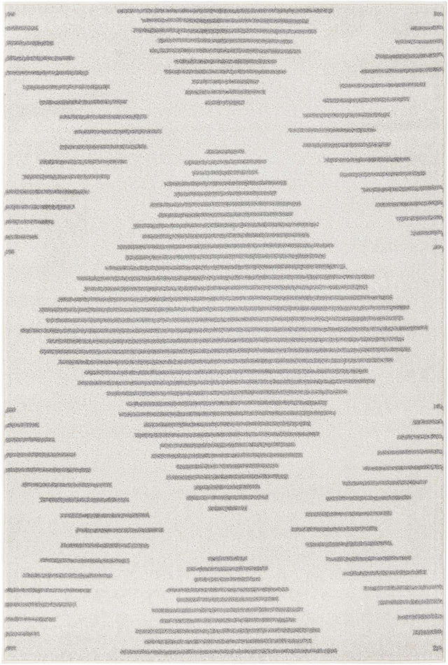 Ivory and Gray 4' 1 x 6' 1 Kai Rectangle Area Rug Easy Clean 100% Polypropylene With Cotton Backing Modern Geometric Carpet for Living, Dining, Office, Bedroom for Sale at Rug Engine
