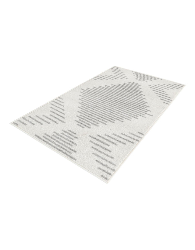 Ivory and Gray 2' x 3' 1 Kai Rectangle Area Rug Easy Clean 100% Polypropylene With Cotton Backing Modern Geometric Carpet for Living, Dining, Office, Bedroom for Sale at Rug Engine