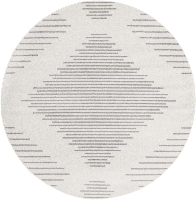 Ivory and Gray 6' 1 x 6' 1 Kai Round Area Rug Easy Clean 100% Polypropylene With Cotton Backing Modern Geometric Carpet for Living, Dining, Office, Bedroom for Sale at Rug Engine
