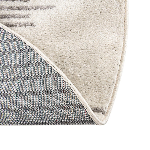 Ivory and Gray 7' 10 x 7' 10 Kai Round Area Rug Easy Clean 100% Polypropylene With Cotton Backing Modern Geometric Carpet for Living, Dining, Office, Bedroom for Sale at Rug Engine