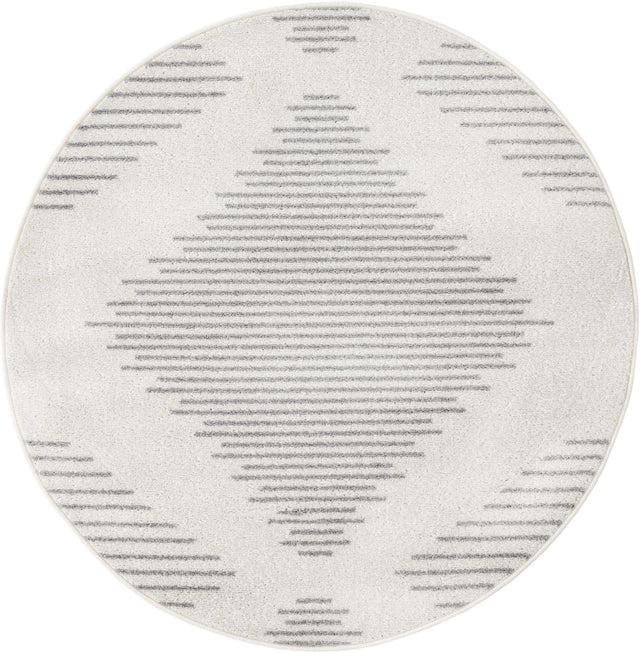 Ivory and Gray 4' 1 x 4' 1 Kai Round Area Rug Easy Clean 100% Polypropylene With Cotton Backing Modern Geometric Carpet for Living, Dining, Office, Bedroom for Sale at Rug Engine