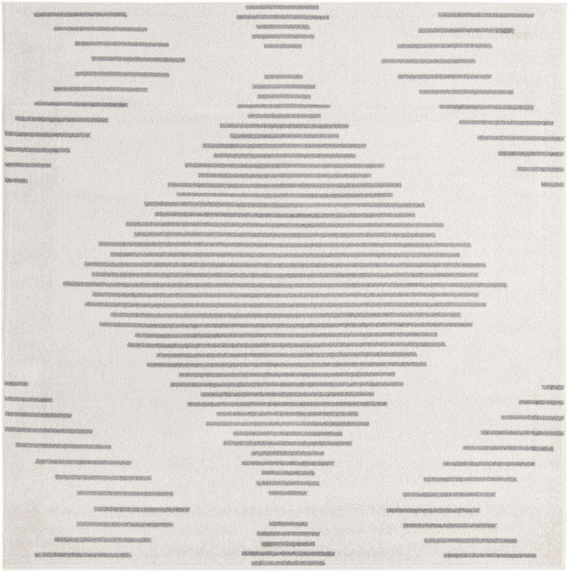 Ivory and Gray 7' 1 x 7' 1 Kai Square Area Rug Easy Clean 100% Polypropylene With Cotton Backing Modern Geometric Carpet for Living, Dining, Office, Bedroom for Sale at Rug Engine