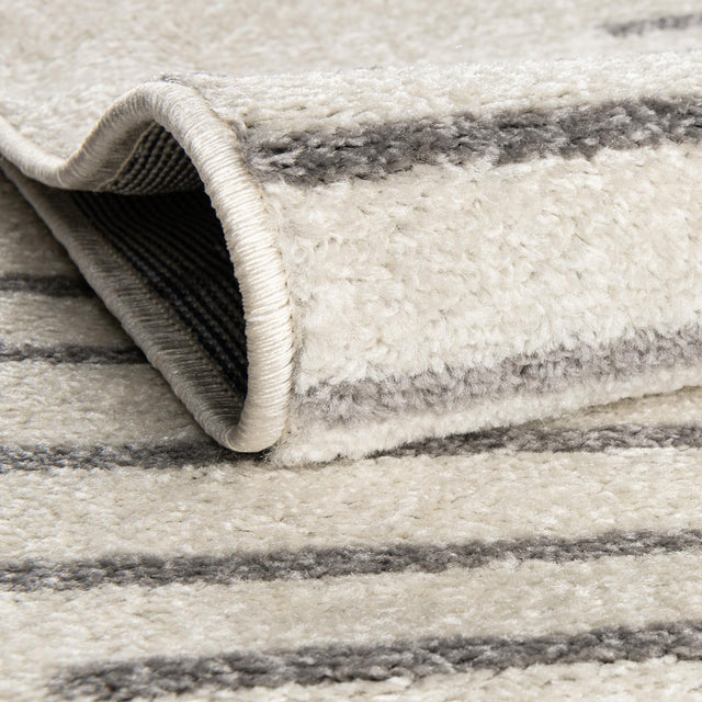 Ivory and Gray 2' 7 x 10' Kai Runner Area Rug Easy Clean 100% Polypropylene With Cotton Backing Modern Geometric Carpet for Living, Dining, Office, Bedroom for Sale at Rug Engine