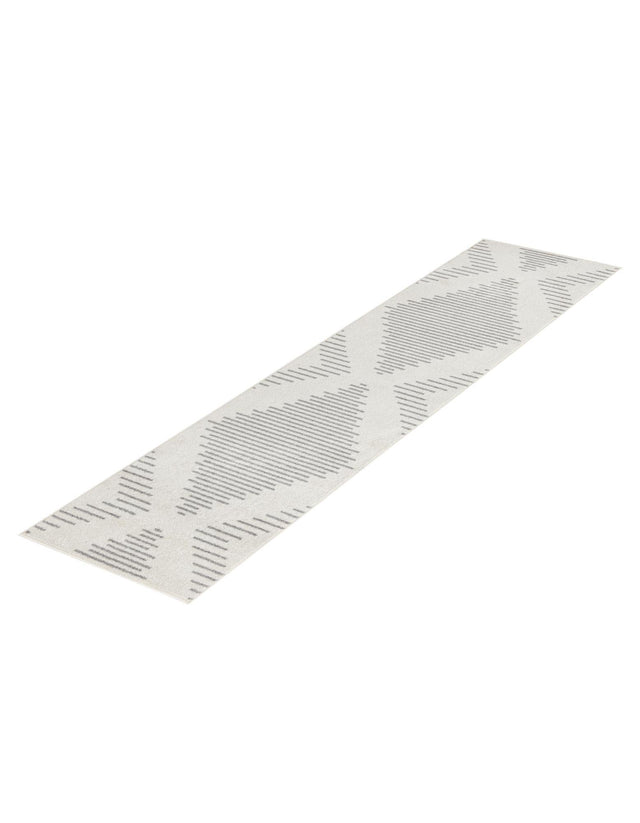 Ivory and Gray 2' 7 x 8' Kai Runner Area Rug Easy Clean 100% Polypropylene With Cotton Backing Modern Geometric Carpet for Living, Dining, Office, Bedroom for Sale at Rug Engine