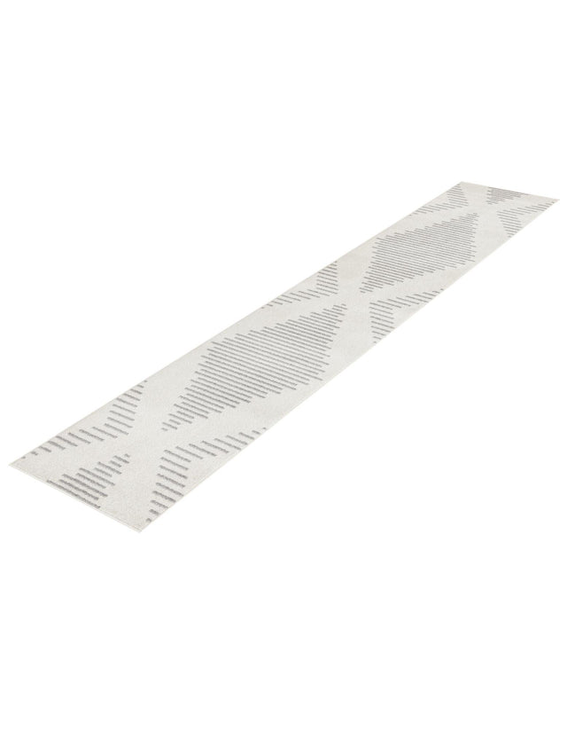 Ivory and Gray 2' 7 x 10' Kai Runner Area Rug Easy Clean 100% Polypropylene With Cotton Backing Modern Geometric Carpet for Living, Dining, Office, Bedroom for Sale at Rug Engine