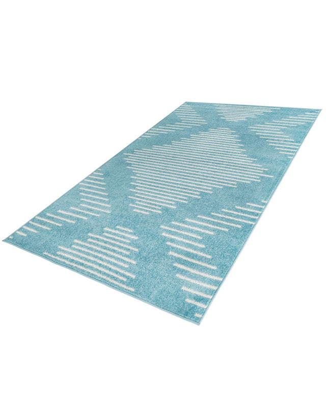 Light Blue 4' 1 x 6' 1 Kai Rectangle Area Rug Easy Clean 100% Polypropylene With Cotton Backing Modern Geometric Carpet for Living, Dining, Office, Bedroom for Sale at Rug Engine