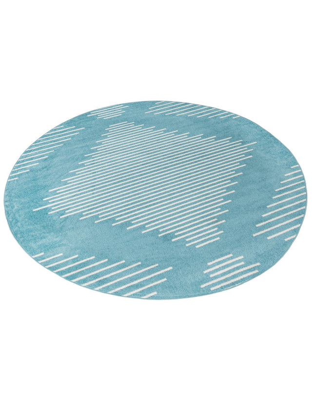 Light Blue 10' x 10' Kai Round Area Rug Easy Clean 100% Polypropylene With Cotton Backing Modern Geometric Carpet for Living, Dining, Office, Bedroom for Sale at Rug Engine