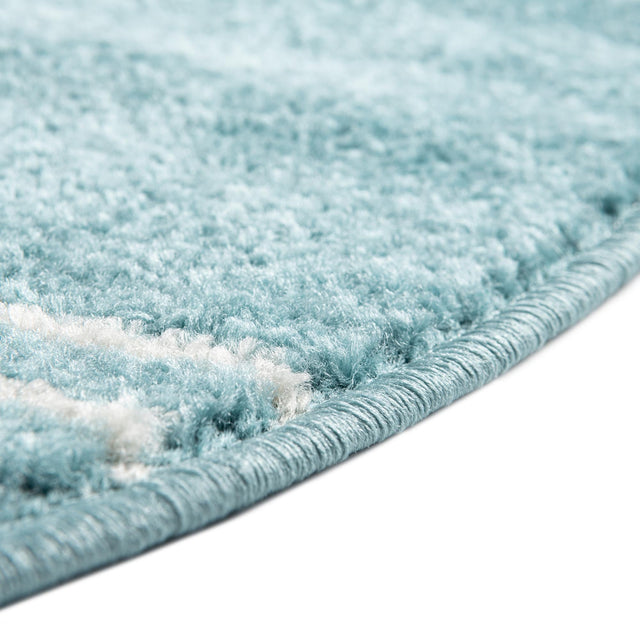 Light Blue 3' 1 x 3' 1 Kai Round Area Rug Easy Clean 100% Polypropylene With Cotton Backing Modern Geometric Carpet for Living, Dining, Office, Bedroom for Sale at Rug Engine