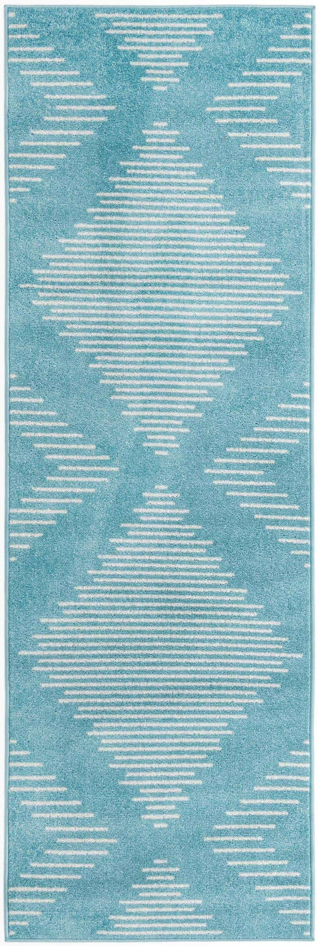 Light Blue 2' x 8' Kai Runner Area Rug Easy Clean 100% Polypropylene With Cotton Backing Modern Geometric Carpet for Living, Dining, Office, Bedroom for Sale at Rug Engine