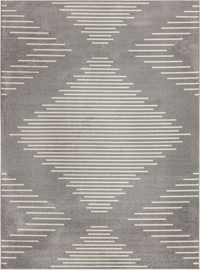 Gray and Ivory 10' x 13' 1 Kai Rectangle Area Rug Easy Clean 100% Polypropylene With Cotton Backing Modern Geometric Carpet for Living, Dining, Office, Bedroom for Sale at Rug Engine
