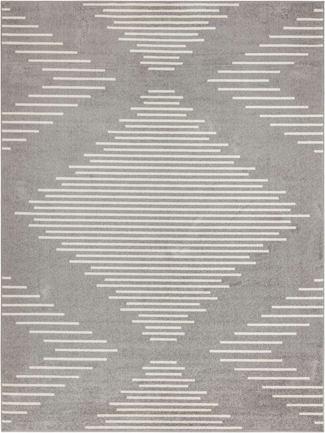 Gray and Ivory 9' x 12' Kai Rectangle Area Rug Easy Clean 100% Polypropylene With Cotton Backing Modern Geometric Carpet for Living, Dining, Office, Bedroom for Sale at Rug Engine