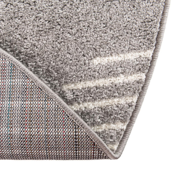 Gray and Ivory 3' 1 x 3' 1 Kai Round Area Rug Easy Clean 100% Polypropylene With Cotton Backing Modern Geometric Carpet for Living, Dining, Office, Bedroom for Sale at Rug Engine