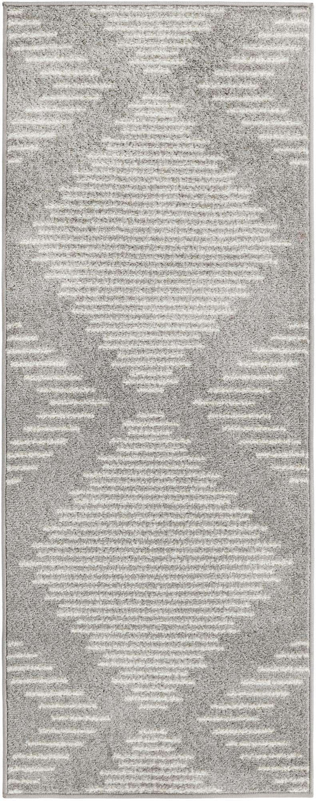 Gray and Ivory 2' x 5' 3 Kai Runner Area Rug Easy Clean 100% Polypropylene With Cotton Backing Modern Geometric Carpet for Living, Dining, Office, Bedroom for Sale at Rug Engine