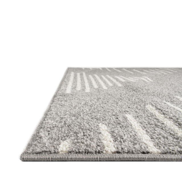 Gray and Ivory 2' 7 x 10' Kai Runner Area Rug Easy Clean 100% Polypropylene With Cotton Backing Modern Geometric Carpet for Living, Dining, Office, Bedroom for Sale at Rug Engine