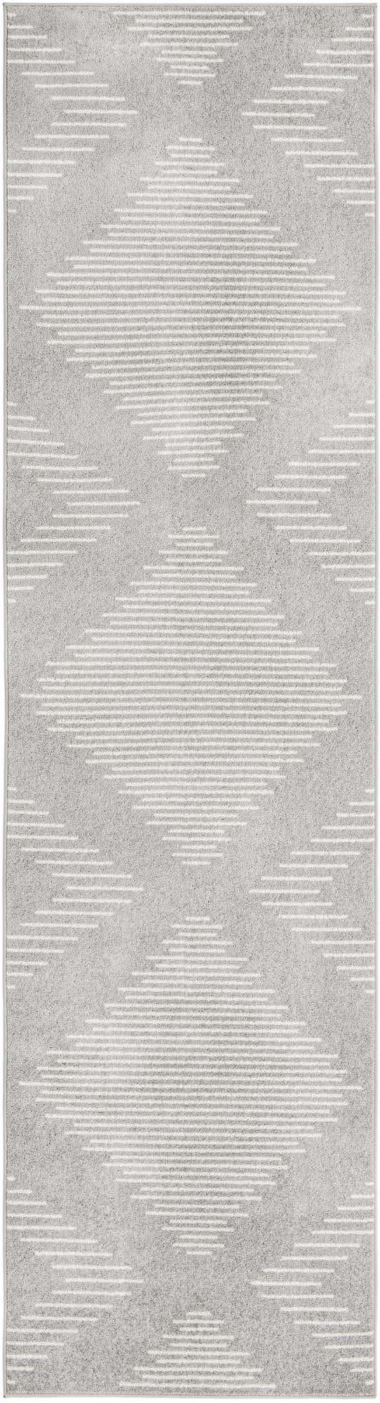 Gray and Ivory 3' 3 x 12' Kai Runner Area Rug Easy Clean 100% Polypropylene With Cotton Backing Modern Geometric Carpet for Living, Dining, Office, Bedroom for Sale at Rug Engine