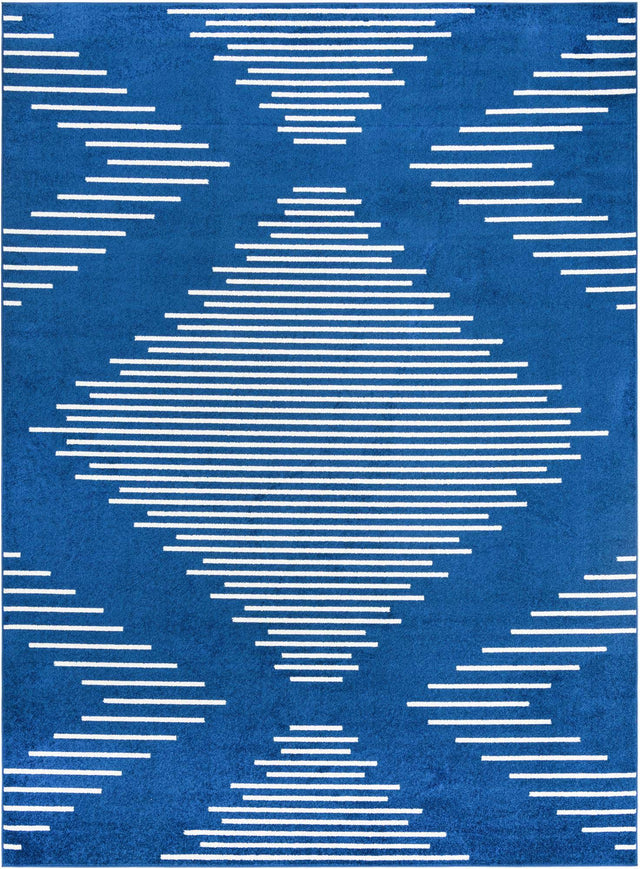 Navy Blue 10' x 13' 1 Kai Rectangle Area Rug Easy Clean 100% Polypropylene With Cotton Backing Modern Geometric Carpet for Living, Dining, Office, Bedroom for Sale at Rug Engine