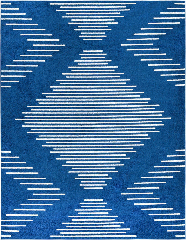 Navy Blue 7' 10 x 10' Kai Rectangle Area Rug Easy Clean 100% Polypropylene With Cotton Backing Modern Geometric Carpet for Living, Dining, Office, Bedroom for Sale at Rug Engine