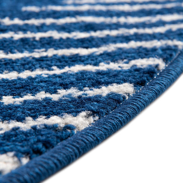 Navy Blue 4' 1 x 4' 1 Kai Round Area Rug Easy Clean 100% Polypropylene With Cotton Backing Modern Geometric Carpet for Living, Dining, Office, Bedroom for Sale at Rug Engine