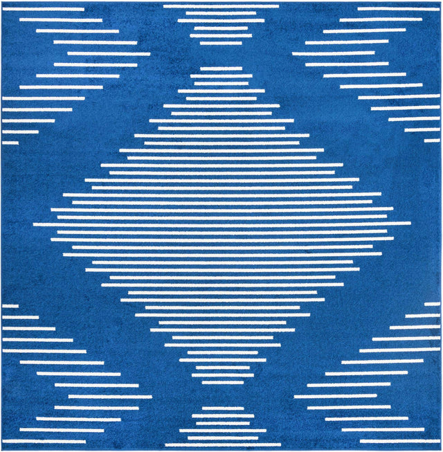 Navy Blue 10' x 10' Kai Square Area Rug Easy Clean 100% Polypropylene With Cotton Backing Modern Geometric Carpet for Living, Dining, Office, Bedroom for Sale at Rug Engine