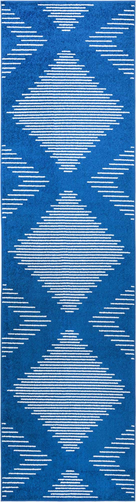 Navy Blue 3' 3 x 12' Kai Runner Area Rug Easy Clean 100% Polypropylene With Cotton Backing Modern Geometric Carpet for Living, Dining, Office, Bedroom for Sale at Rug Engine