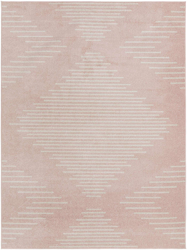 Pink 9' x 12' Kai Rectangle Area Rug Easy Clean 100% Polypropylene With Cotton Backing Modern Geometric Carpet for Living, Dining, Office, Bedroom for Sale at Rug Engine