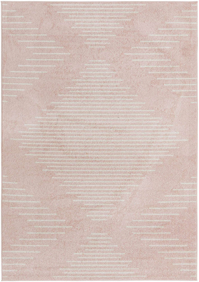 Pink 7' 1 x 10' Kai Rectangle Area Rug Easy Clean 100% Polypropylene With Cotton Backing Modern Geometric Carpet for Living, Dining, Office, Bedroom for Sale at Rug Engine