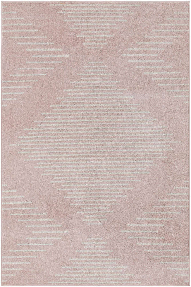 Pink 6' 1 x 9' Kai Rectangle Area Rug Easy Clean 100% Polypropylene With Cotton Backing Modern Geometric Carpet for Living, Dining, Office, Bedroom for Sale at Rug Engine