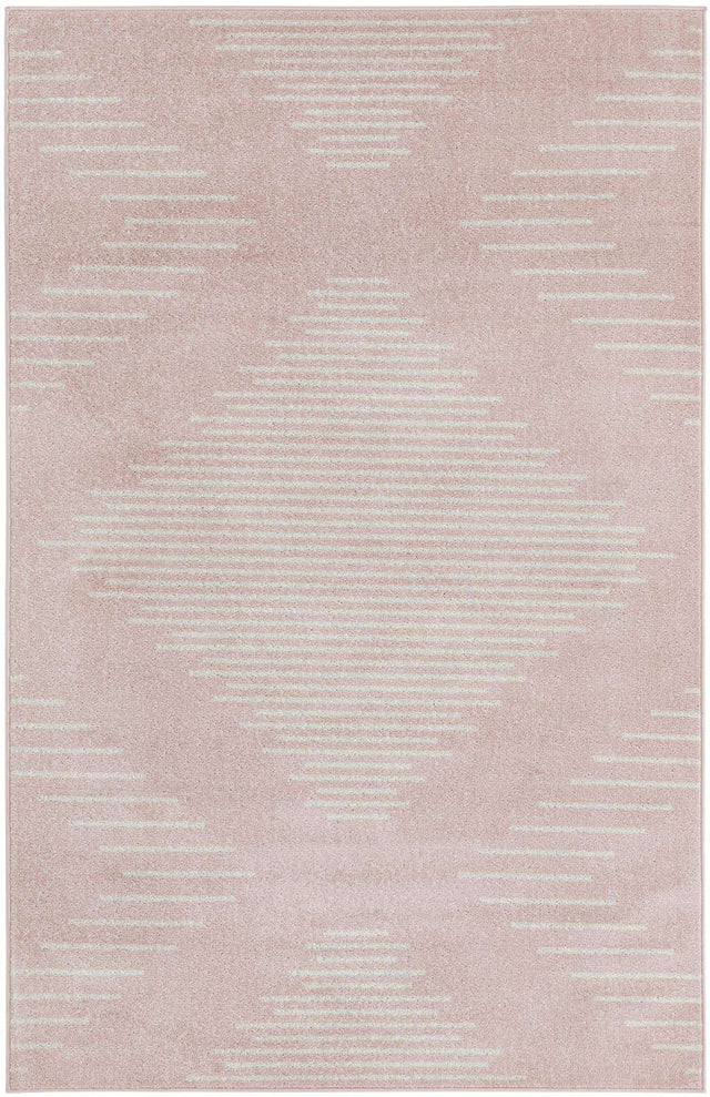 Pink 5' 3 x 8' Kai Rectangle Area Rug Easy Clean 100% Polypropylene With Cotton Backing Modern Geometric Carpet for Living, Dining, Office, Bedroom for Sale at Rug Engine