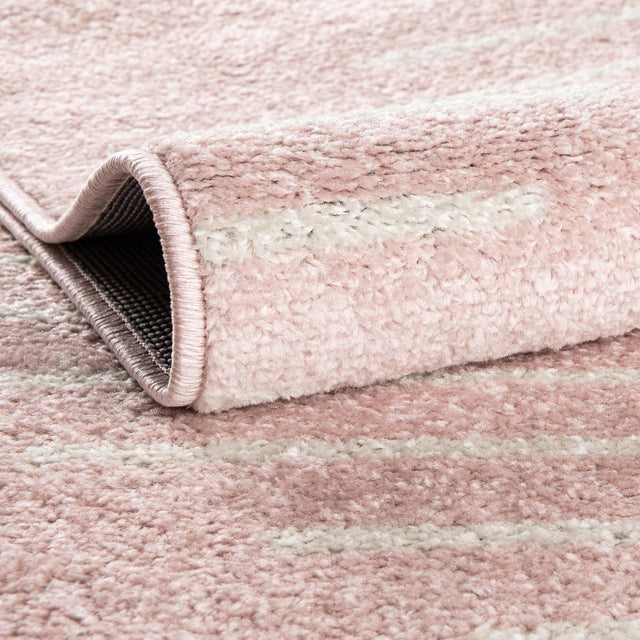 Pink 7' 10 x 7' 10 Kai Round Area Rug Easy Clean 100% Polypropylene With Cotton Backing Modern Geometric Carpet for Living, Dining, Office, Bedroom for Sale at Rug Engine