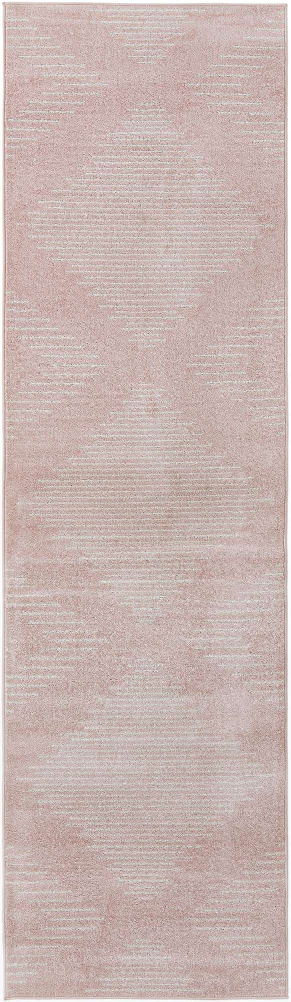 Pink 3' 3 x 12' Kai Runner Area Rug Easy Clean 100% Polypropylene With Cotton Backing Modern Geometric Carpet for Living, Dining, Office, Bedroom for Sale at Rug Engine