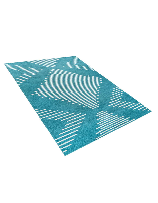 Turquoise 9' x 12' Kai Rectangle Area Rug Easy Clean 100% Polypropylene With Cotton Backing Modern Geometric Carpet for Living, Dining, Office, Bedroom for Sale at Rug Engine