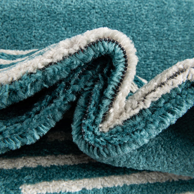 Turquoise 7' 10 x 10' Kai Rectangle Area Rug Easy Clean 100% Polypropylene With Cotton Backing Modern Geometric Carpet for Living, Dining, Office, Bedroom for Sale at Rug Engine