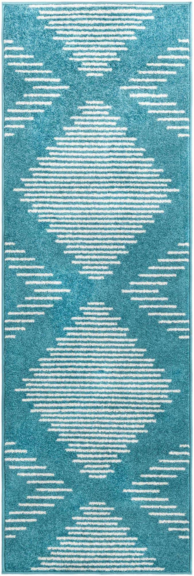 Turquoise 2' x 6' 1 Kai Runner Area Rug Easy Clean 100% Polypropylene With Cotton Backing Modern Geometric Carpet for Living, Dining, Office, Bedroom for Sale at Rug Engine