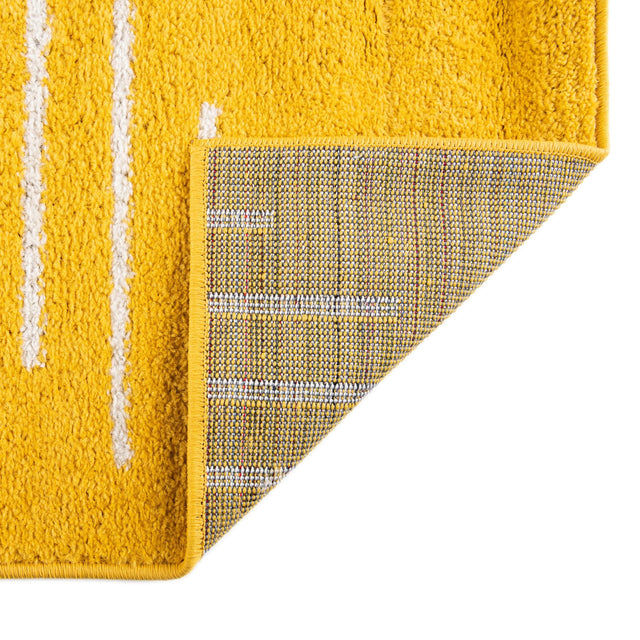 Yellow 7' 10 x 10' Kai Rectangle Area Rug Easy Clean 100% Polypropylene With Cotton Backing Modern Geometric Carpet for Living, Dining, Office, Bedroom for Sale at Rug Engine