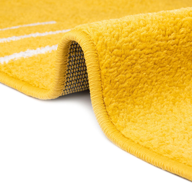Yellow 4' 1 x 4' 1 Kai Round Area Rug Easy Clean 100% Polypropylene With Cotton Backing Modern Geometric Carpet for Living, Dining, Office, Bedroom for Sale at Rug Engine