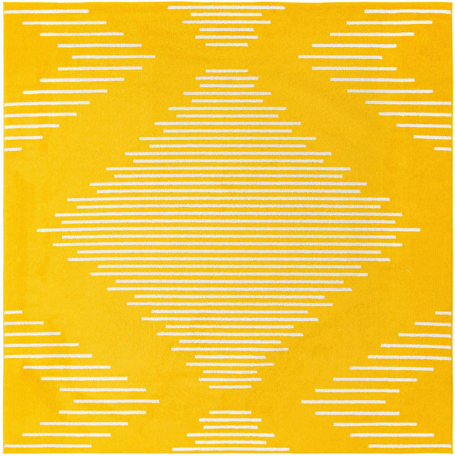 Yellow 10' x 10' Kai Square Area Rug Easy Clean 100% Polypropylene With Cotton Backing Modern Geometric Carpet for Living, Dining, Office, Bedroom for Sale at Rug Engine