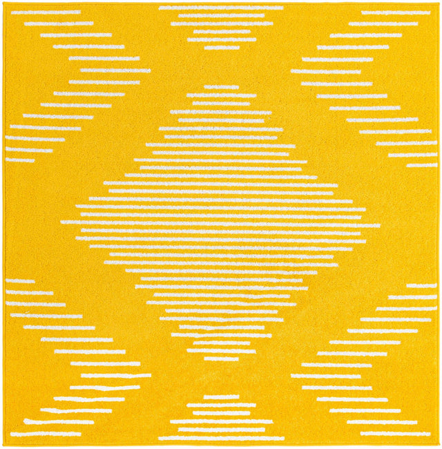 Yellow 5' 3 x 5' 3 Kai Square Area Rug Easy Clean 100% Polypropylene With Cotton Backing Modern Geometric Carpet for Living, Dining, Office, Bedroom for Sale at Rug Engine