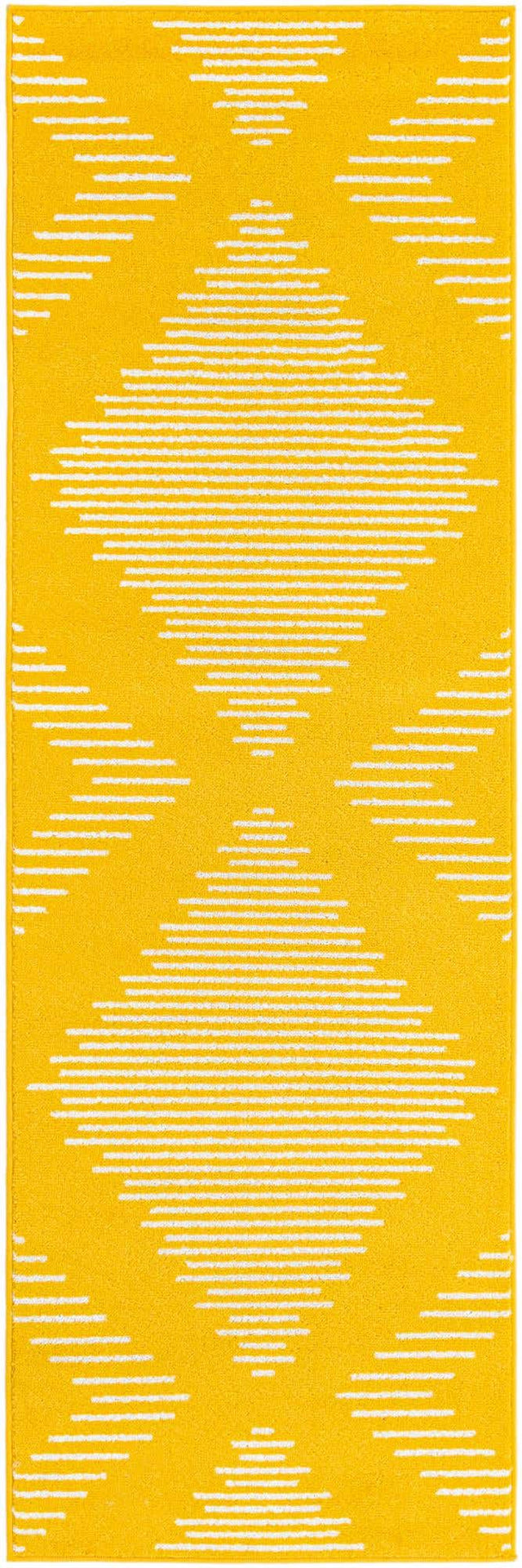 Yellow 2' x 8' Kai Runner Area Rug Easy Clean 100% Polypropylene With Cotton Backing Modern Geometric Carpet for Living, Dining, Office, Bedroom for Sale at Rug Engine