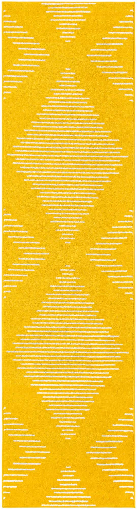Yellow 2' 7 x 10' Kai Runner Area Rug Easy Clean 100% Polypropylene With Cotton Backing Modern Geometric Carpet for Living, Dining, Office, Bedroom for Sale at Rug Engine