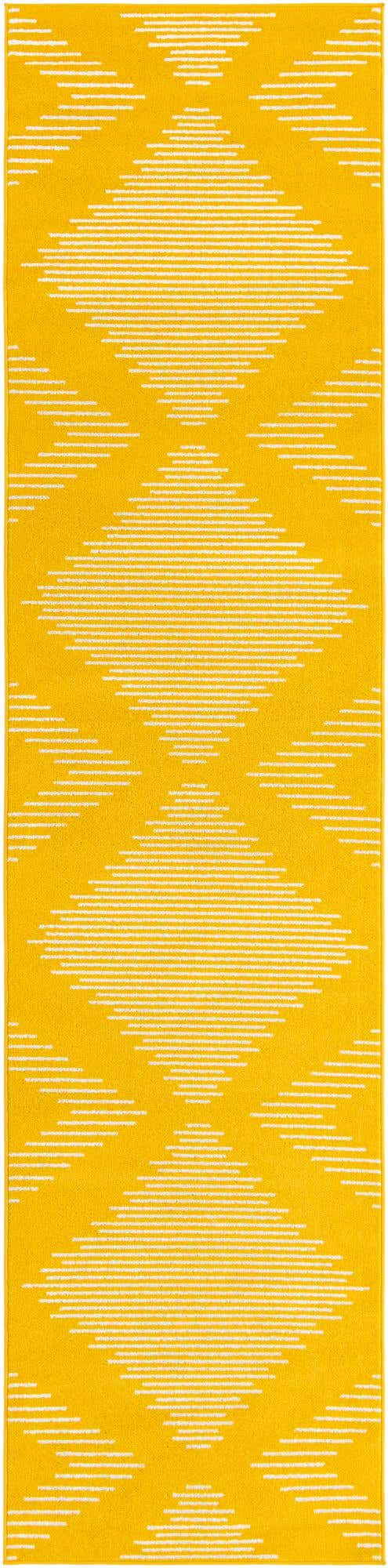 Yellow 3' 3 x 14' 1 Kai Runner Area Rug Easy Clean 100% Polypropylene With Cotton Backing Modern Geometric Carpet for Living, Dining, Office, Bedroom for Sale at Rug Engine