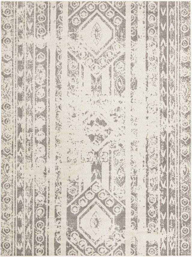 Ivory and Gray 9' x 12' Lennon Rectangle Area Rug 100% Polypropylene Vintage Distressed Look Modern Contemporary Carpet for Home Decor for Sale at Rug Engine